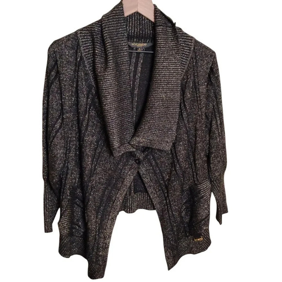 Rocawear Vintage Black and Gold Shimmer Cardican, Small - Picture 11 of 12